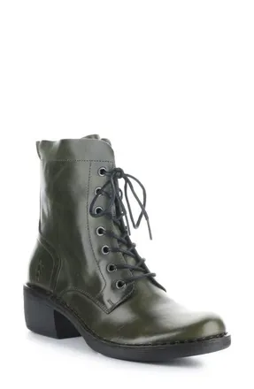 FLY London Milu Lace-Up Leather Boot in Diesel Rug at Nordstrom, Size 38