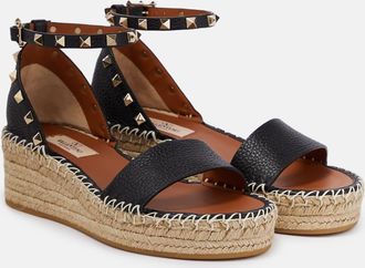 Valentino Garavani Rockstud leather espadrille wedges