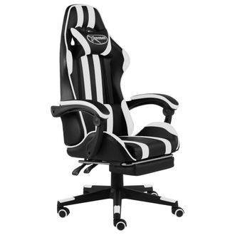 vidaXL Vidaxl - Silla Gaming Con Reposapi&eacute;s Cuero Sint&eacute;tico Negro Y Blanco