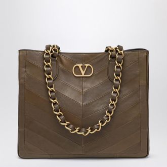 Valentino Garavani Laseine Shopping Bag In Tundra Green