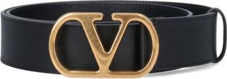 Valentino Garavani Black VLogo Solid Belt