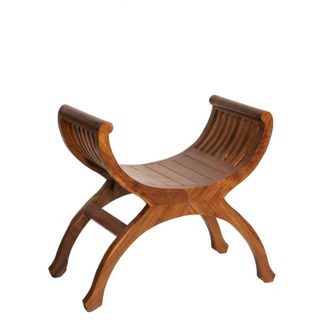 Macabane Taburete de madera de teca marr&oacute;n