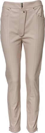 Elisabetta Franchi Beige High Waist Tapered Womens Pants
