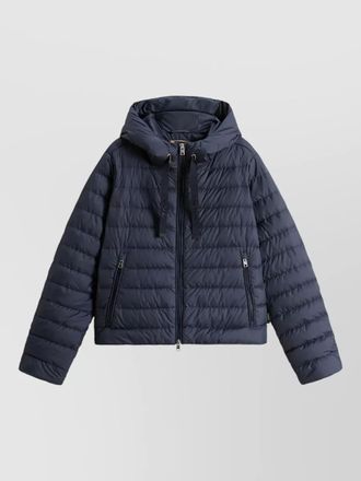 Woolrich hooded down jacket microfiber logo hood