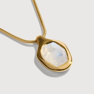 Monica Vinader Gold Odyssey Gemstone Chain Necklace Moonstone