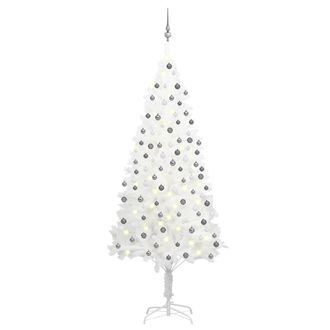 vidaXL Rbol De Navidad Preiluminado Con Luces Y Bolas Blanco 210 Cm Vidaxl