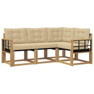 vidaXL Conjunto De Sof&aacute;s De Exterior Con Coj&iacute;n 4 Pcs Y Beige Vidaxl
