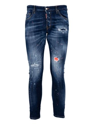 Dsquared2 Mens Dark Neon Splash Ripped Cool Guy Jeans in Blue Cotton - Size 26 (Waist)