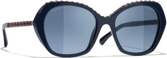 Chanel Sunglasses, female, Blue, Size: 55 MM Butterfly Sunglasses
