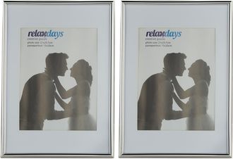 Relaxdays Relaxdays - Set 10 Marcos Fotos, Tama&ntilde;o A4, Cuadro Para L&aacute;minas, Gr&aacute;ficos, Para Pared O Sobremesa, Paspart&uacute; Y Placa De Vidrio, Plata