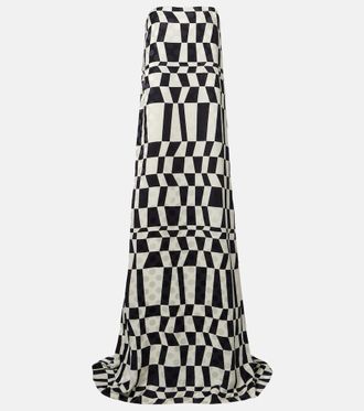 Dries Van Noten Printed bustier gown