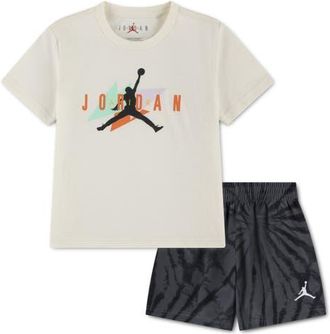 Nike Jordan Kids Logo Graphic T-Shirt & Tie Dye Shorts Set in Iron Gray at Nordstrom, Size 4T