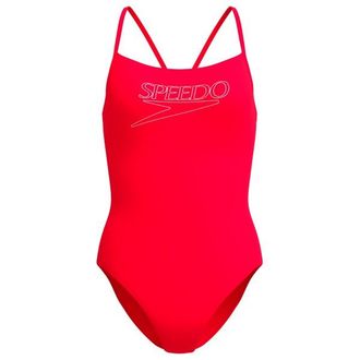 Speedo Endurance+ Logo Thin Strap One Piece Badeanzug f&uuml;r Damen | rot