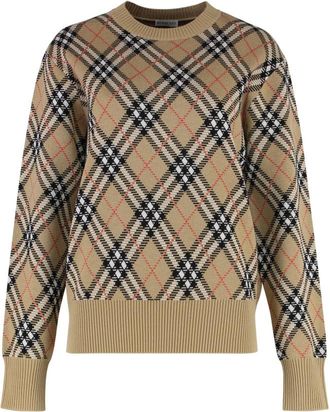 Burberry Beige Check Crew Neck Sweater
