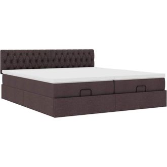 vidaXL Estructura Cama Otomana Colchones Tela Marr&oacute;n Oscuro 160x200 Cm Vidaxl