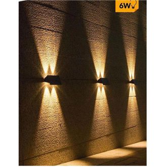 Trade Shop Trade Shop - Applique Biemissione Led Lampada Solare Parete Ip65 Luce 3000k 6500k Nero Yh0616