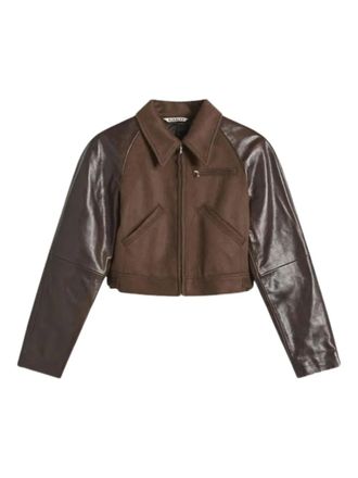 Auralee pointed-colar jacket - women - Camel Leather - 2 - Brown
