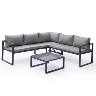 Happy Garden Conjunto muebles de jard&iacute;n aluminio 4 plazas tejido gris antracita