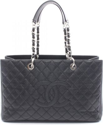 Chanel Black Leather Handbag Tote Bag (Pre-Owned)