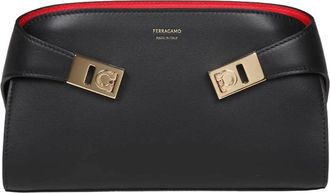 Ferragamo Hug Clutch - Dames - Clutches - Zwart - ONE Size - Leer - Tassen