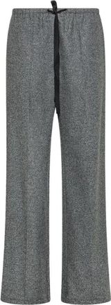 Forte_Forte Grijze wollen broek met wijde pijpen - Dames - Wijde Broeken - Grijs - M - Wol - Broeken