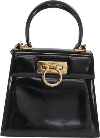 Ferragamo Pre-owned Handbags, female, Black, Size: ONE SIZE Pre-owned Vintage Gancini Top Handle Bag