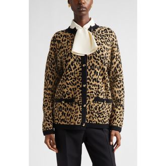 Valentino Leopard Jacquard Wool Cardigan at Nordstrom, Size X-Large