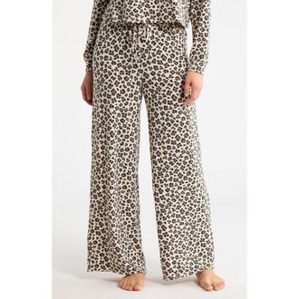 Abound Easy Cozy Wide Leg Pajama Pants in Beige- Black Graphic Leopard at Nordstrom Rack, Size X-Small