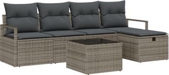 vidaXL Vidaxl - Garden Sofa Set with Cushion 6 pcs Grey Poly rattan