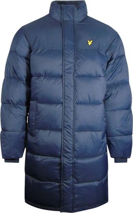 Lyle & Scott Mens Longline Wadded Puffer Jacket in Navy Nylon - Size X-Large