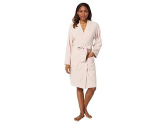 Barefoot Dreams CozyChic Lite(r) Barbie Robe Womens Robe Dusty Rose/White : LG (US 12-14), Nylon/Rayon