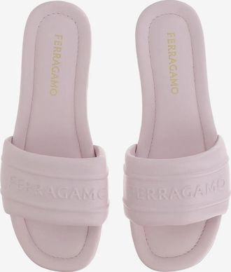 Ferragamo Sandalen - Leather Sandals With Logo - Gr. 10 - in Rosa - für Damen