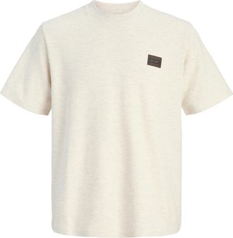 Jack & Jones Kurzarmshirt JACK & JONES JJDAYTONA TEE SS CREW NECK SN, Herren, Gr. L, antique wei&szlig; detail:melange, Jersey, Obermaterial: 58% Polyester, 40% Baumwoll