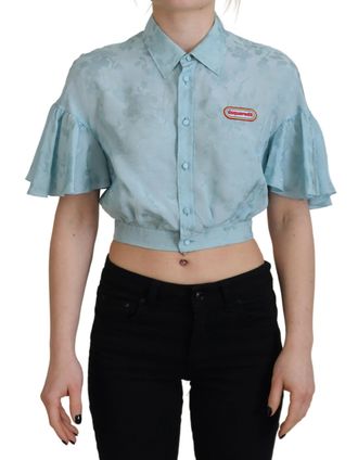 Dsquared2 Dsquared&sup2; Collared Button Down Short Sleeve Cropped Womens Top (Pre-Owned)