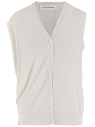 Niccol&ograve; Pasqualetti V-Neck Merino Wool Cardigan With Button Closure And Ribbed Cuffs