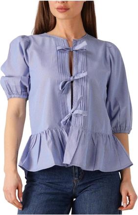 Moliin Elegante lichtblauwe blouse Gabriel - Dames - Blouses - Blauw - L - Polyester - Overhemden
