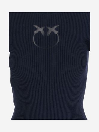 Pinko Ribbed Wool Blend Sweater - Navy