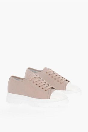 Woolrich Hammered Leather Low Sneakers MILITARY With Chunky Sole size 37,5