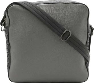 Bottega Veneta Pre-owned Cross Body Bags, female, Gray, Size: ONE SIZE Pre-owned Intrecciato Leather Shoulder Bag