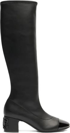 Casadei 50mm leather knee-high boots - women - Polyurethane/Calf Leather/Calf Leather/Polyester/Calf Leather - 37 1/2 - Black