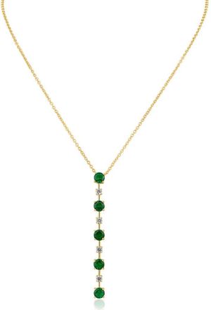 Kenneth Jay Lane Y-Drop Mixed Stone Necklace in Green/Gold at Nordstrom Rack