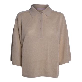 Circus Hotel Round-neck Knitwear, female, Beige, Size: XS Polo Knit Top