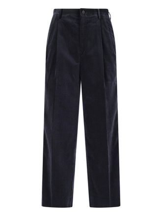 Kaptain Sunshine Blue Pleated Mid-Rise Corduroy Trousers