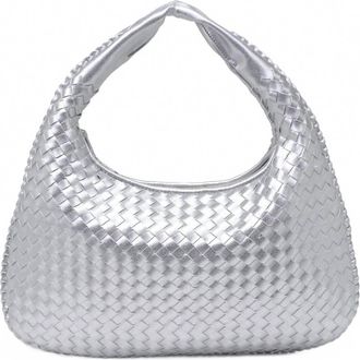 Urban Expression Womens Adela Woven Hobo Bag In Silver