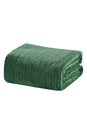 Luxury Home Braided Chevron Microplush Blanket in Green at Nordstrom Rack, Size Queen