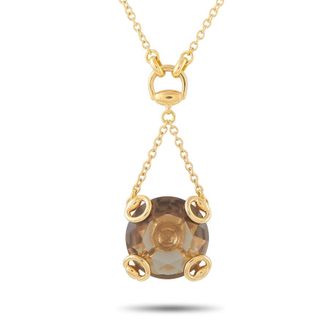 Gucci Pre-Owned Gucci Horsebit 18K Yellow Gold Smoky Quartz Necklace GU24 060526