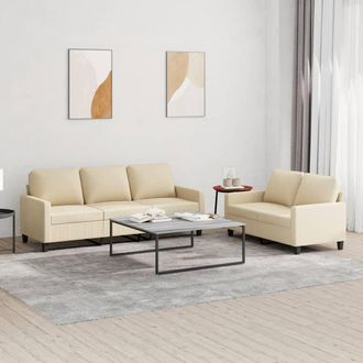 vidaXL Vidaxl - Juego De Sof&aacute;s Con Cojines 2 Piezas Tela Crema