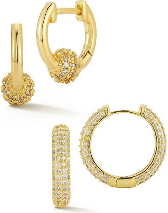 Glaze Jewelry Set of 2 Hoop Earrings in Gold at Nordstrom Rack