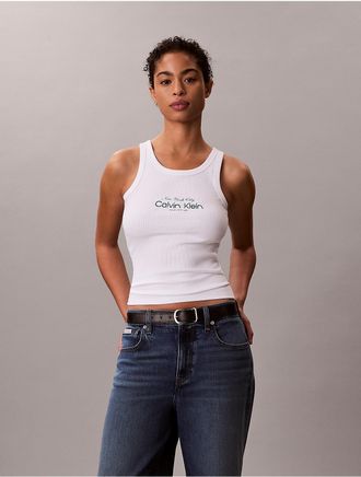Calvin Klein Jeans Calvin Klein Womens Classic NYC Logo Tank Top - White - XL