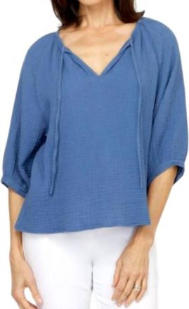 Elliott Lauren Gauze Top In Chambray